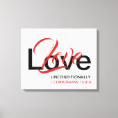 Toile AIMER SANS CONDITION Écriture chrétienne Blanc (Recto)