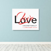 Toile AIMER SANS CONDITION Écriture chrétienne Blanc (Insitu (Plancher de Bois))