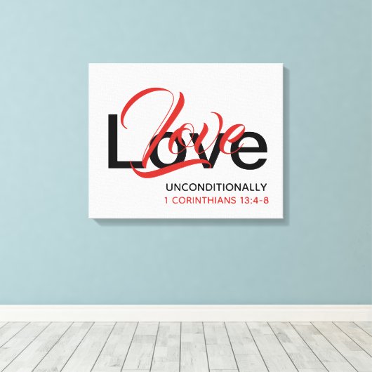 Toile AIMER SANS CONDITION Écriture chrétienne Blanc (Insitu (Plancher de Bois))