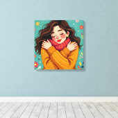 Toile Aimez-vous | Fille se serrant la ceinture (Insitu (Plancher de Bois))