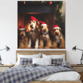 Toile Airedale près de la cheminée Noël (Insitu(Chambre))