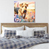 Toile Airedale Terrier Dog in a Wildflower Meadow (Insitu(Chambre))