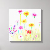 Toile Airy Bright Neon Dandelions&Daisies Minimalist art (Recto)