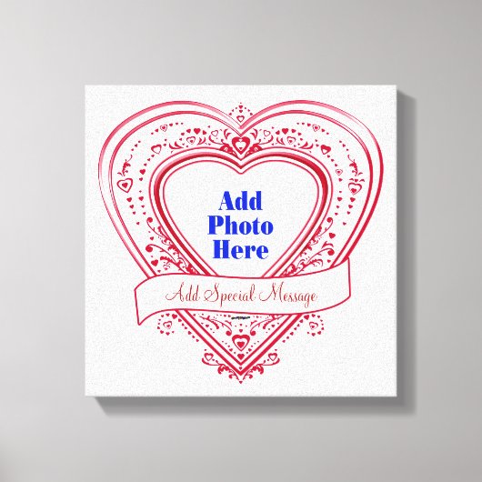 Toile Ajouter un message spécial Photo Red Hearts (Recto)