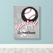 Toile ajouter un nom baseball boy grey personnaliser (Insitu (Plancher de Bois))