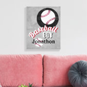 Toile ajouter un nom baseball boy grey personnaliser (Insitu(Salon))