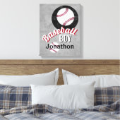 Toile ajouter un nom baseball boy grey personnaliser (Insitu(Chambre))