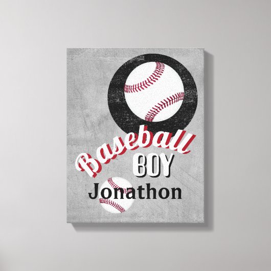 Toile ajouter un nom baseball boy grey personnaliser (Recto)