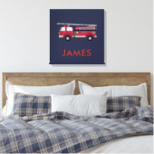 Toile Ajouter votre nom Red Fire truck Personnalisé (Insitu(Chambre))