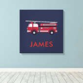 Toile Ajouter votre nom Red Fire truck Personnalisé (Insitu (Plancher de Bois))