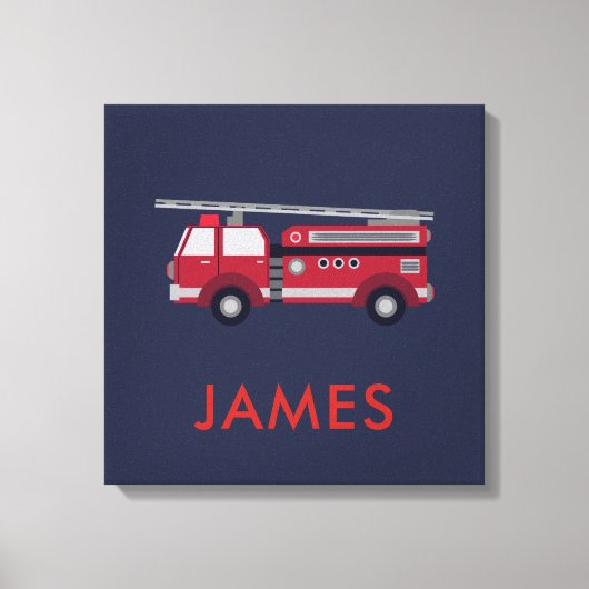 Toile Ajouter votre nom Red Fire truck Personnalisé (Recto)