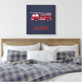Toile Ajouter votre nom Red Fire truck Personnalisé (Insitu(Chambre))