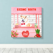 Toile Akita Chien Valentine's Day Kissing Booth (Insitu (Plancher de Bois))