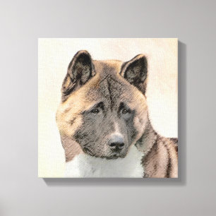 Toile Akita Peinture - Cute Original Chien Art