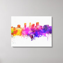Akron skyline in background watercolor