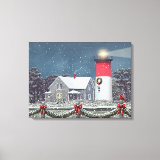 Toile Alan Giana "Nauset Light Christmas" Imprimer (Recto)