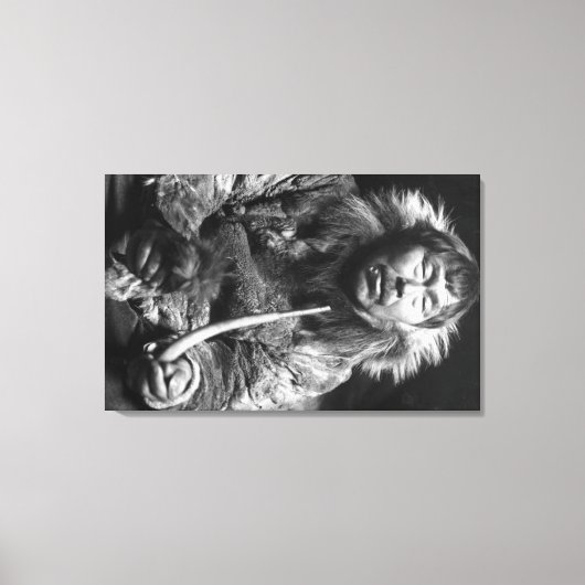 Toile Alaskan Eskimo Fumer Pipe Photographie (Recto)