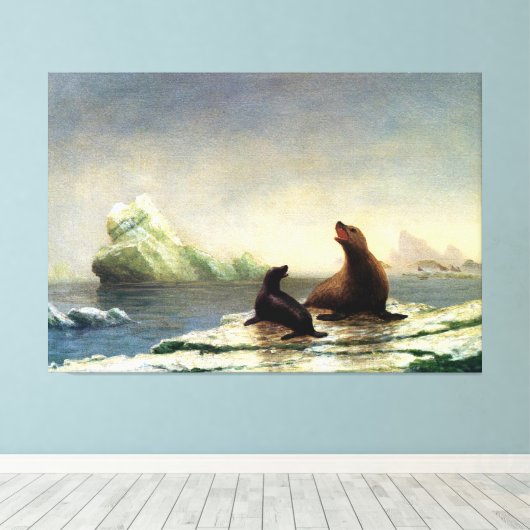 Toile Albert Bierstadt peinture, Phoques (Insitu (Plancher de Bois))