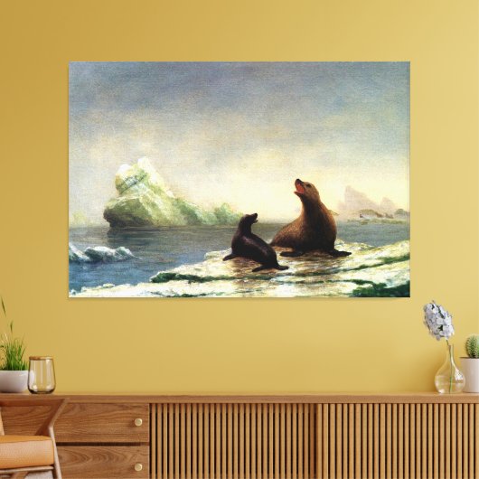 Toile Albert Bierstadt peinture, Phoques (Insitu(Salon))