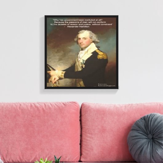 Toile Alexander Hamilton et le devis "Pourquoi le gouver (Insitu(Salon))