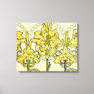 Toile Alfonse Mucha Art Nouveau Lily motif floral