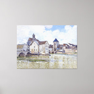Toile Alfred Sisley Bâtiments et ponts avec l'eau