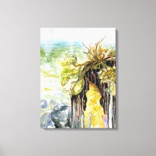 Toile Algues et plage en voie de disparition sous la plu (Recto)