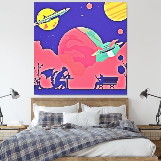 Toile Alien Planet Retro Sci-Fi (Insitu(Chambre))