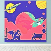 Toile Alien Planet Retro Sci-Fi (Insitu (Plancher de Bois))