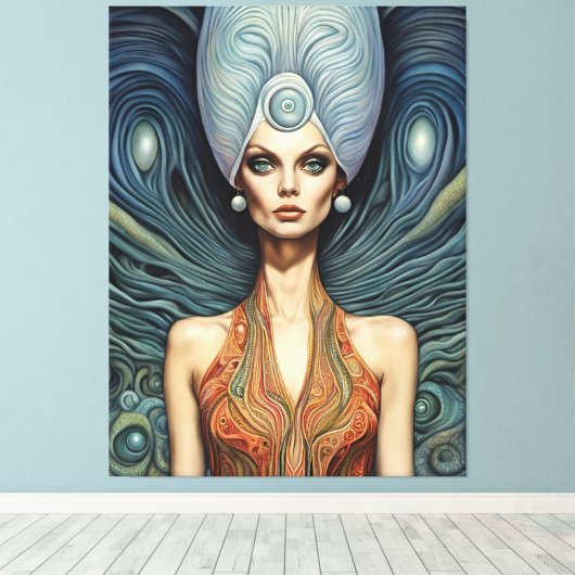 Toile Alien sur un Arrière - plan bleu (Insitu (Plancher de Bois))