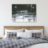 Toile Alimentation des cygnes, Lac Roath Park, Cardiff (Insitu(Chambre))