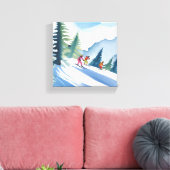Toile Allons skier | Aquarelle d'hiver (Insitu(Salon))