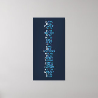 Toile Alphabet phonétique bleu marine