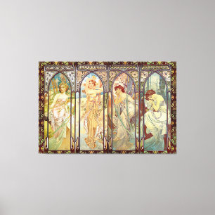 Toile Alphonse Mucha - Les heures du jour