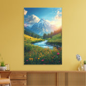 Toile Alpine River Sunrise – Serene Mountain Landscape (Insitu(Salon))