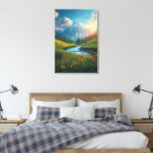 Toile Alpine River Sunrise – Serene Mountain Landscape (Insitu(Chambre))