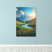Toile Alpine River Sunrise – Serene Mountain Landscape (Insitu (Plancher de Bois))