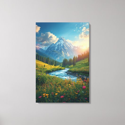 Toile Alpine River Sunrise – Serene Mountain Landscape (Recto)