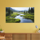 Toile Alpine Valley Stream Green Meadows Snowy Peaks (Insitu(Salon))
