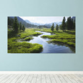 Toile Alpine Valley Stream Green Meadows Snowy Peaks (Insitu (Plancher de Bois))