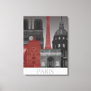 Toile Altitudes de Paris par nuit - rouge