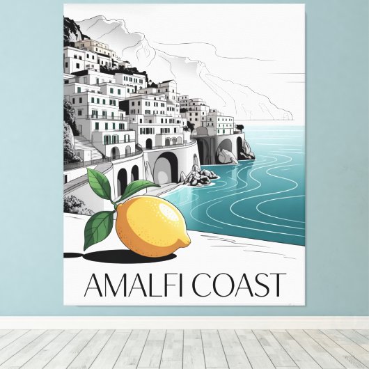 Toile Amalfi Coast Minimalist Line Art (Insitu (Plancher de Bois))