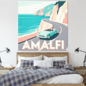 Toile Amalfi Coast Retro Travel : Vector Art Carré (Insitu(Chambre))