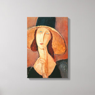 Toile Amedeo Modigliani - Jeanne Hebuterne au grand chap