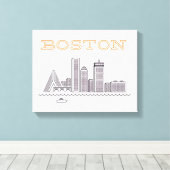 Toile America Boston City Skyline, Boston Ma Us Skyline (Insitu (Plancher de Bois))