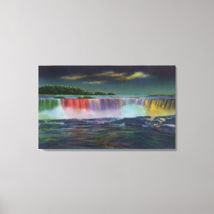 Toile American Falls illuminé la nuit pendant l'hiver