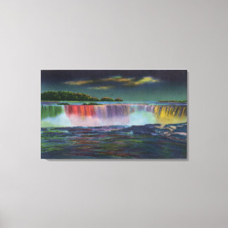 Toile American Falls illuminé la nuit pendant l'hiver