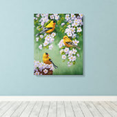 Toile American Goldfinches & Pink Apple Blossings (Insitu (Plancher de Bois))