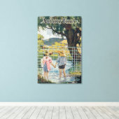 Toile American Steel & Wire Co Fence Pond and Kids (Insitu (Plancher de Bois))