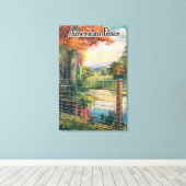 Toile American Steel & Wire Co Fence Road Scene (Insitu (Plancher de Bois))